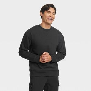 Men's Cotton Fleece Crewneck Sweatshirt - All in Motion™ Black L